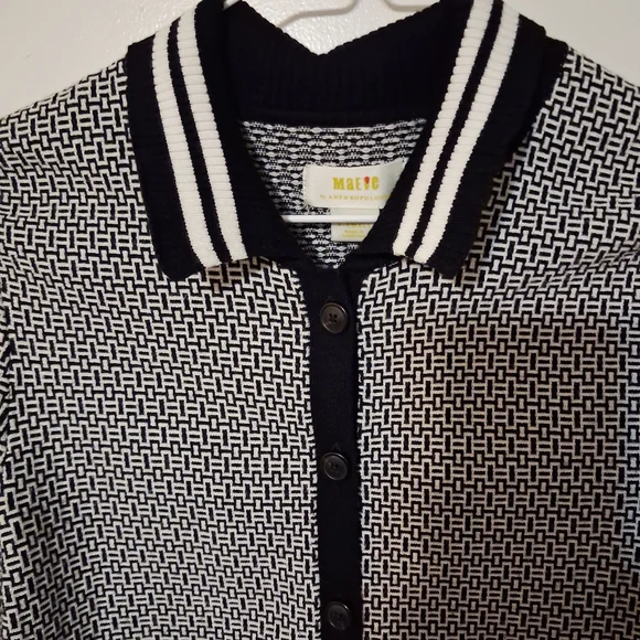 Maeve By Anthropologie Plunging Polo Cardigan Black and White Size‎ XS - Picture 4 of 11